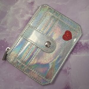 New! Iridescent Rainbow Red Heart Fashion Zip Wallet Card Holder